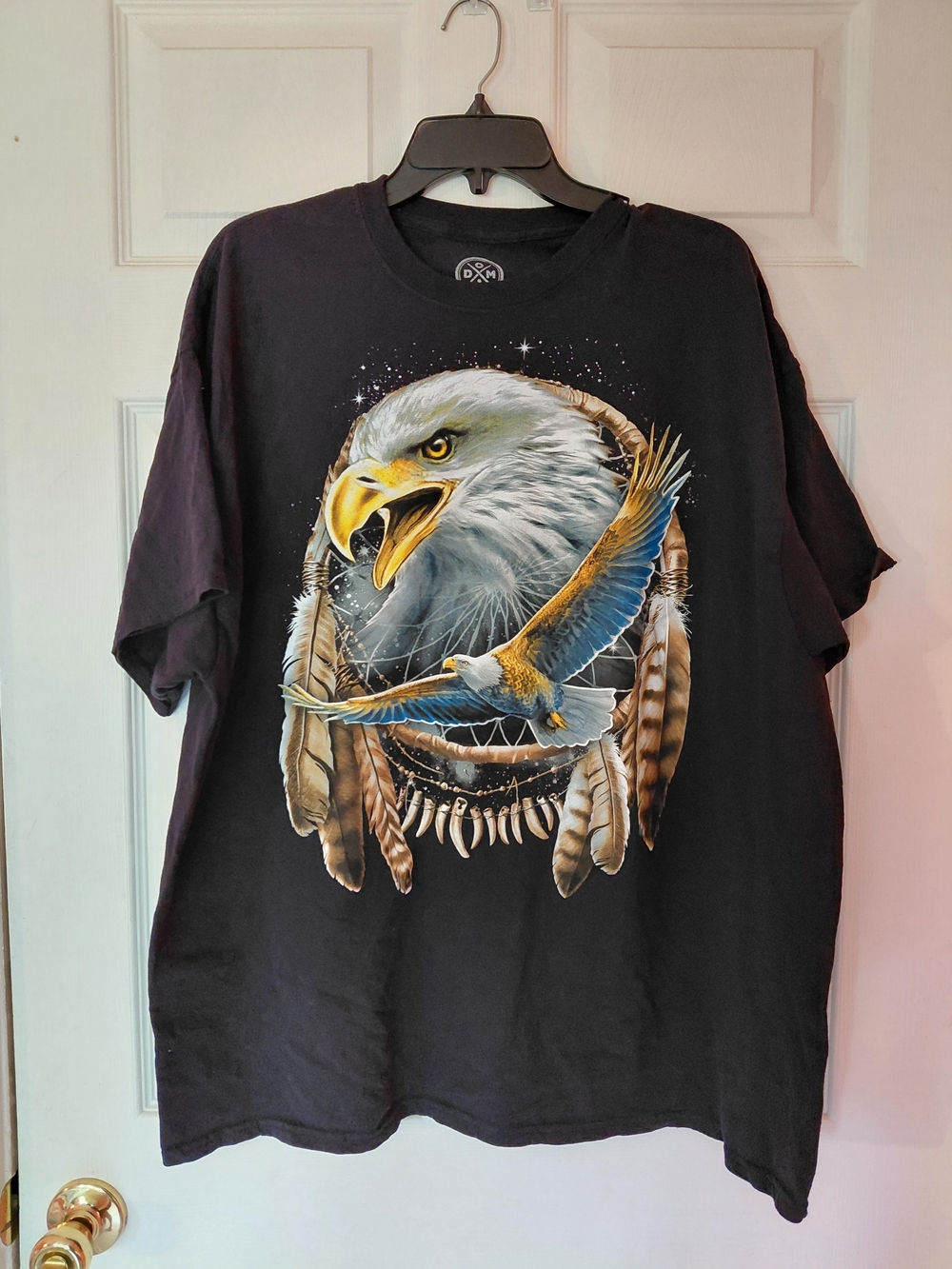 D&M Graphic T-shirt Men's 2xl Black Bold Eagle Dreamcatcher Natuve American Styl